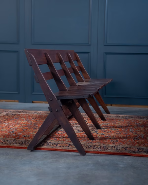 Halbank van Massief Hout Eén Stuk, Vier Zitplaatsen